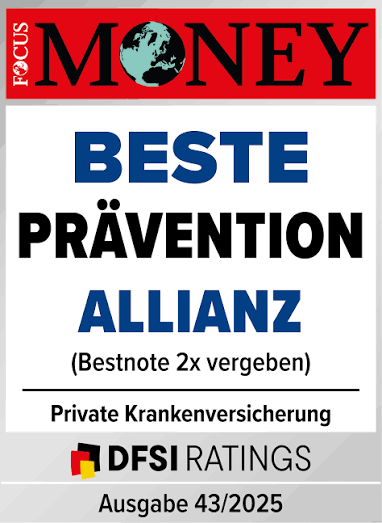 Focus Money: Beste Praevention – Allianz (Bestnote 2x vergeben, 43/2025)