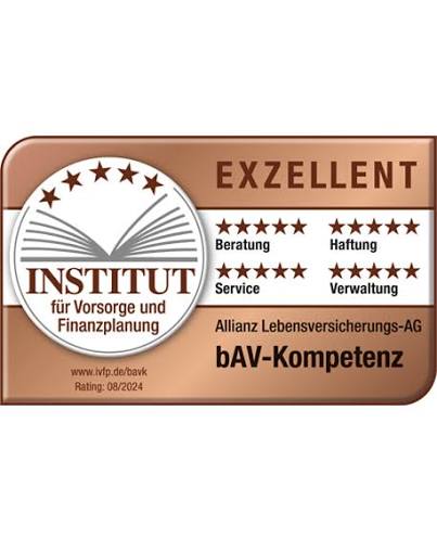 Institut fuer Vorsorge und Finanzplanung (IVFP): bAV-Kompetenz EXZELLENT – Allianz Lebensversicherung (08/2024)